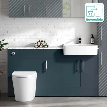 Harper Navy Blue Combination Vanity Basin with Marble Top & Boston Toilet 1500mm