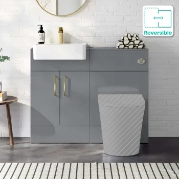 Harper Stone Grey Basin Vanity and Back To Wall Toilet Unit 1000mm (Excludes Toilet) - Brushed Brass Accents