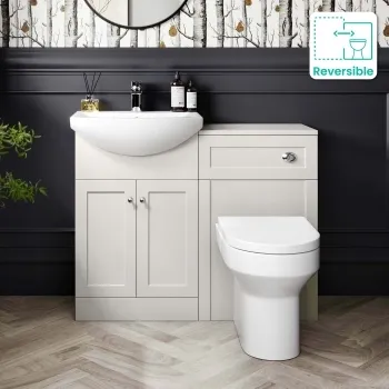 Capri Cotton White Combination Vanity Basin and Miami Toilet 1050mm - Chrome Handles