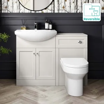 Capri Cotton White Combination Vanity Basin and Miami Toilet 1150mm - Chrome Handles