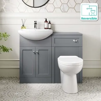 Capri Fog Grey Combination Vanity Basin and Austin Toilet 1050mm - Chrome Handles
