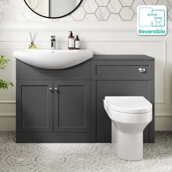 Capri Slate Grey Combination Vanity Basin and Miami Toilet 1350mm - Chrome Handles
