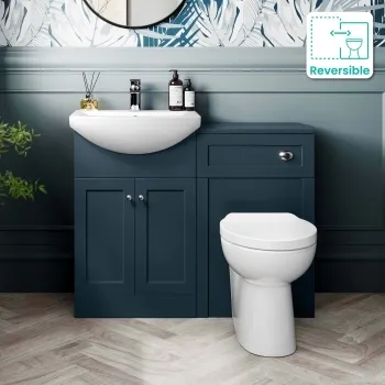 Capri Navy Blue Combination Vanity Basin and Austin Toilet 1050mm - Chrome Handles