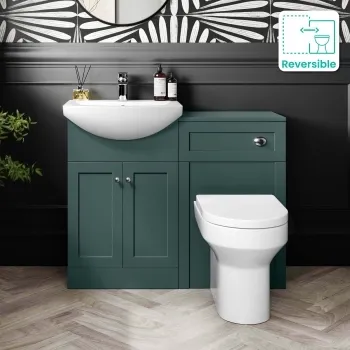 Capri Mystic Green Combination Vanity Basin and Miami Toilet 1050mm - Chrome Handles