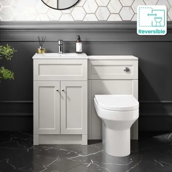 Milos Cotton White Combination Vanity Basin and Miami Toilet 1000mm - Chrome Handles