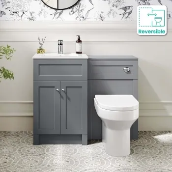 Milos Fog Grey Combination Vanity Basin and Miami Toilet 1000mm - Chrome Handles