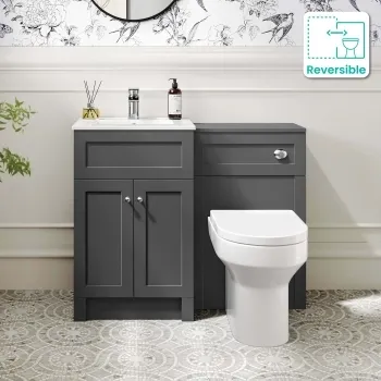 Milos Slate Grey Combination Vanity Basin and Miami Toilet 1000mm - Chrome Handles