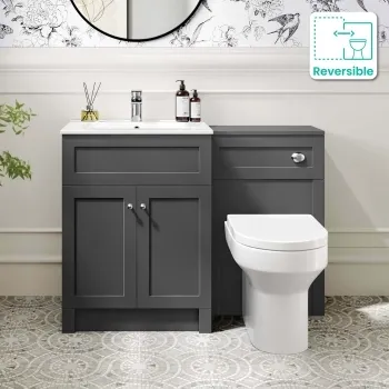 Milos Slate Grey Combination Vanity Basin and Miami Toilet 1100mm - Chrome Handles