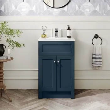 Milos Navy Blue Basin Vanity 500mm - Chrome Handles