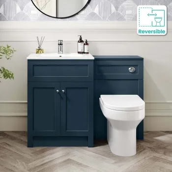 Milos Navy Blue Combination Vanity Basin and Miami Toilet 1100mm - Chrome Handles