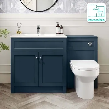 Milos Navy Blue Combination Vanity Basin and Miami Toilet 1300mm - Chrome Handles