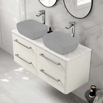 Omaha Linen White Wall Hung Drawer Vanity with Marble Top 1200mm - Excludes Counter Top Basin