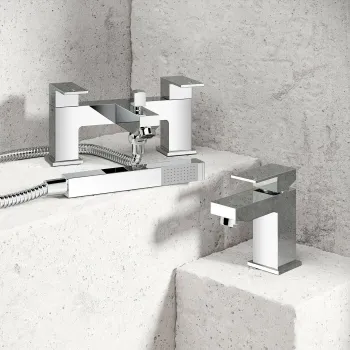 Lea Chrome Basin & Shower Bath Mixer Tap Set