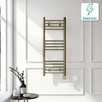Barcelona Electric Antique Gold Straight Heated Towel Rail 1000x400mm