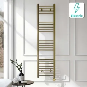Barcelona Electric Antique Gold Straight Heated Towel Rail 1600x400mm