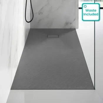 Berlin Rectangular Dark Grey Slate Effect SMC Composite Shower Tray 1800x700mm