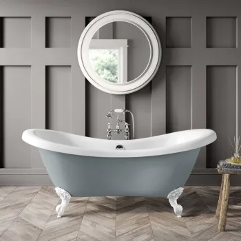 Tonbridge 1600mm Dove Grey Roll Top Bath - White Ball Feet