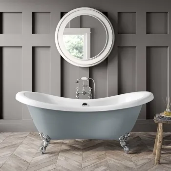 Tonbridge 1600mm Dove Grey Roll Top Bath - Chrome Ball Feet