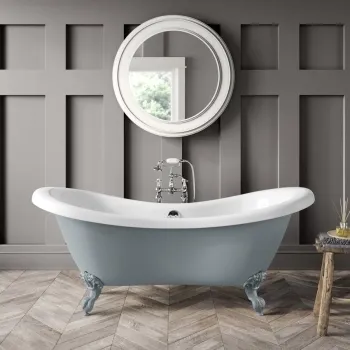 Tonbridge 1600mm Dove Grey Roll Top Bath - Grey Ball Feet