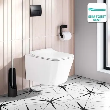 Nevada Rimless Wall Hung Toilet With Premium Soft Close Slim Seat