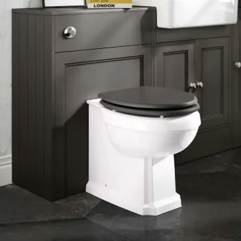 Hudson Traditional Back To Wall Toilet With Graphite Grey Wooden Seat