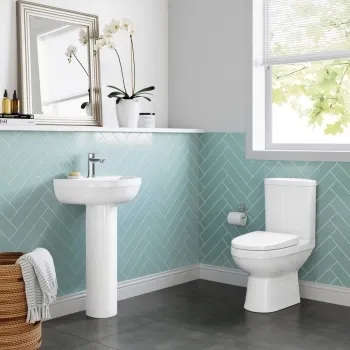 Seattle Rimless Close Coupled Toilet & Pedestal Basin Set