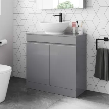 Trent Stone Grey Vanity with Oval Counter Top Basin 800mm