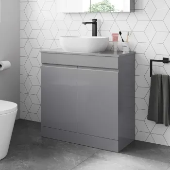 Trent Stone Grey Vanity with Curved Counter Top Basin 800mm