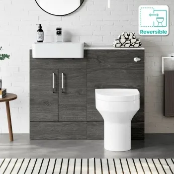 Harper Charcoal Elm Combination Vanity Basin with Marble Top & Denver Toilet 1000mm