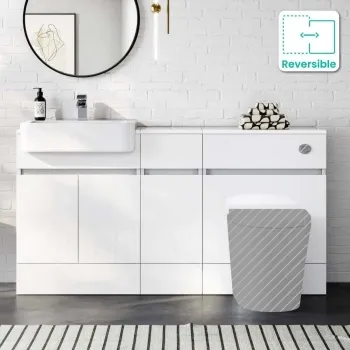 Foster Gloss White Combination Vanity Basin 1500mm - Excludes Toilet