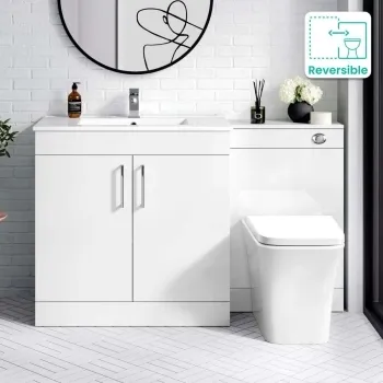Mersey Gloss White Combination Vanity Basin and Houston Toilet 1300mm