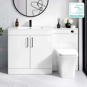 Mersey Gloss White Combination Vanity Basin and Houston Toilet 1300mm - Black Accents