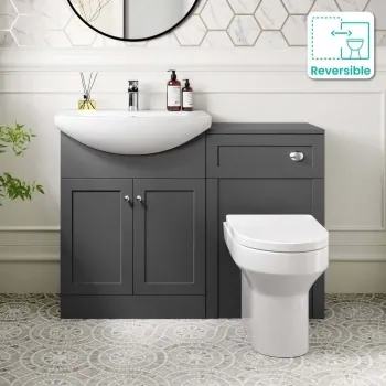 Capri Slate Grey Combination Vanity Basin and Miami Toilet 1150mm - Chrome Handles