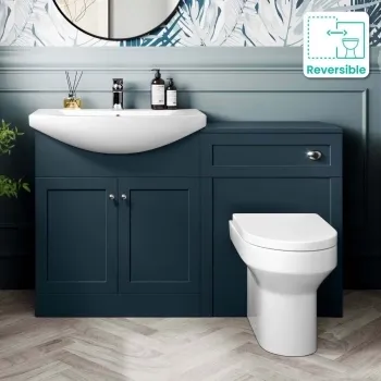 Capri Navy Blue Combination Vanity Basin and Miami Toilet 1350mm - Chrome Handles
