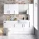 Harper Gloss White Combination Vanity Basin with Marble Top & Denver Toilet 1500mm - Black Accents