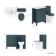 Bermuda Inky Blue Combination Vanity Basin and Hudson Toilet with Wooden Seat 1100mm