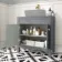 Bermuda Dove Grey Cabinet 800mm Excludes Counter Top Basin - Brushed Brass Accents