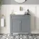 Bermuda Dove Grey Vanity with Curved Counter Top Basin 800mm - Brushed Brass Accents