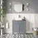 Bermuda Dove Grey Vanity with Curved Counter Top Basin 800mm - Brushed Brass Accents