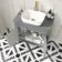 Bermuda Dove Grey Vanity with Curved Counter Top Basin 800mm - Brushed Brass Accents