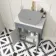 Bermuda Dove Grey Cabinet with Marble Top 600mm Excludes Counter Top Basin - Brushed Brass Accents