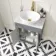 Bermuda Dove Grey Vanity with Marble Top & Oval Counter Top Basin 600mm - Brushed Brass Accents
