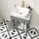 Bermuda Dove Grey Vanity with Marble Top & Curved Counter Top Basin 600mm - Brushed Brass Accents