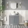Bermuda Dove Grey Vanity with Marble Top & Oval Counter Top Basin 800mm - Brushed Brass Accents