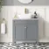 Bermuda Dove Grey Vanity with Marble Top & Curved Counter Top Basin 800mm - Brushed Brass Accents