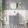 Bermuda Dove Grey Vanity with Marble Top & Curved Counter Top Basin 800mm - Brushed Brass Accents