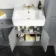 Monaco Dove Grey Combination Vanity Basin 1500mm (Excludes Pan & Cistern) - Brushed Brass Accents