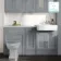 Monaco Dove Grey Combination Vanity Basin with Marble Top 1500mm (Excludes Pan & Cistern) - Brushed Brass Accents