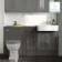 Monaco Graphite Grey Basin Vanity and Back To Wall Unit 1500mm (Excludes Pan & Cistern) - Brushed Brass Accents