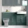 Monaco Midnight Green Combination Vanity Basin with Marble Top 1500mm (Excludes Pan & Cistern) - Brushed Brass Accents